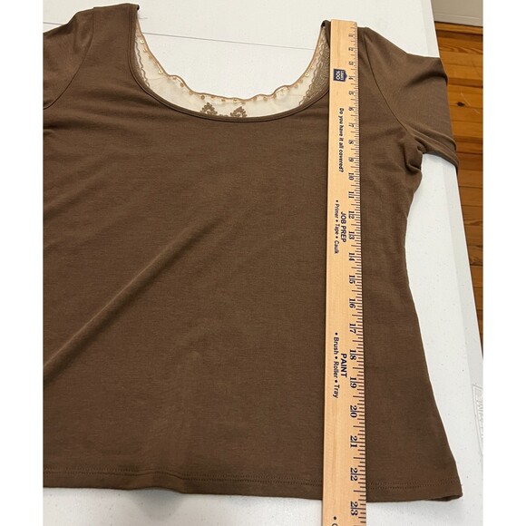 Soft Surroundings Women's Brown 3/4 Sleeve Top Lace Beaded Sequins Size M - Picture 7 of 9